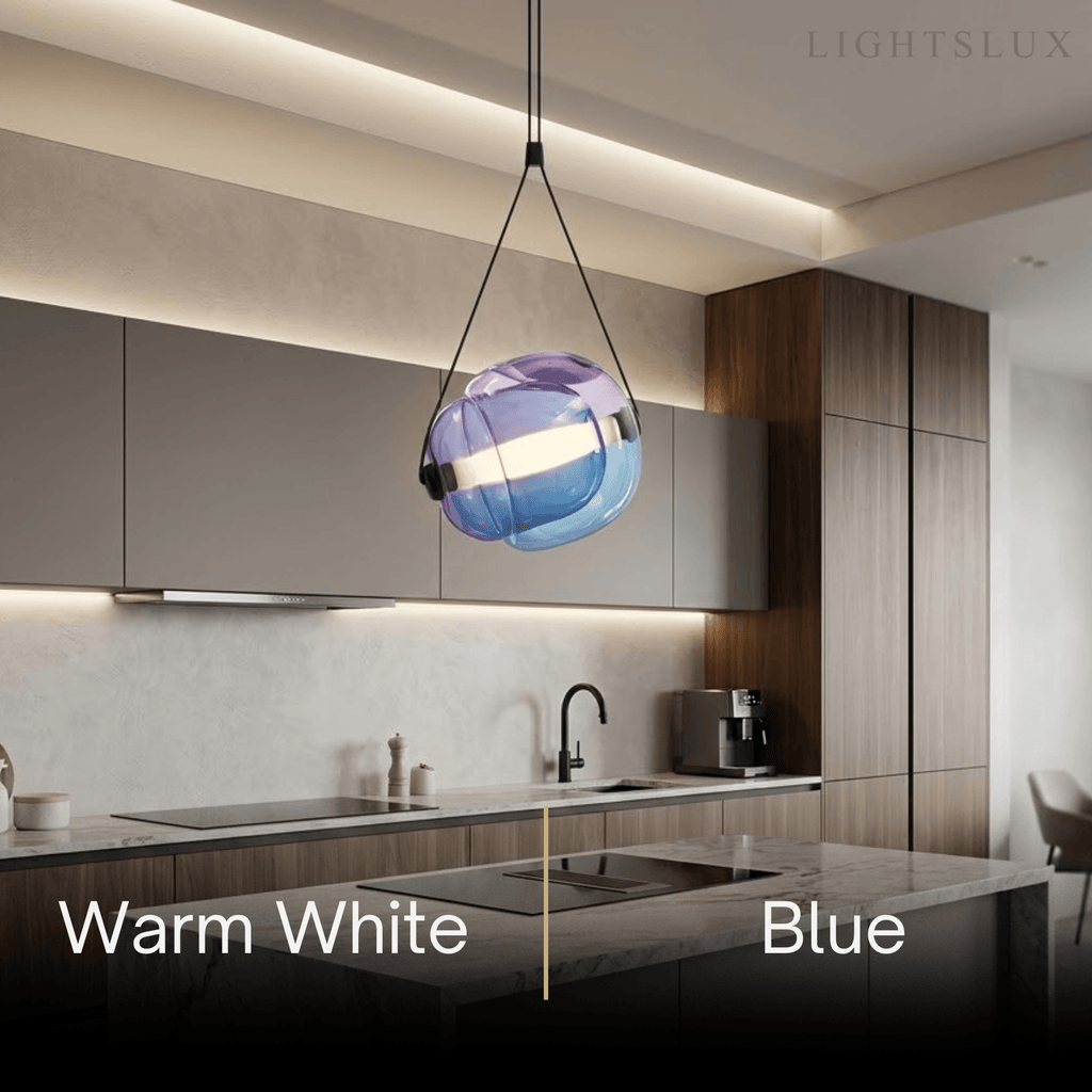 Modern Minimalist Glass Pendant Light – 6 Colors for Dining Room - Flindria