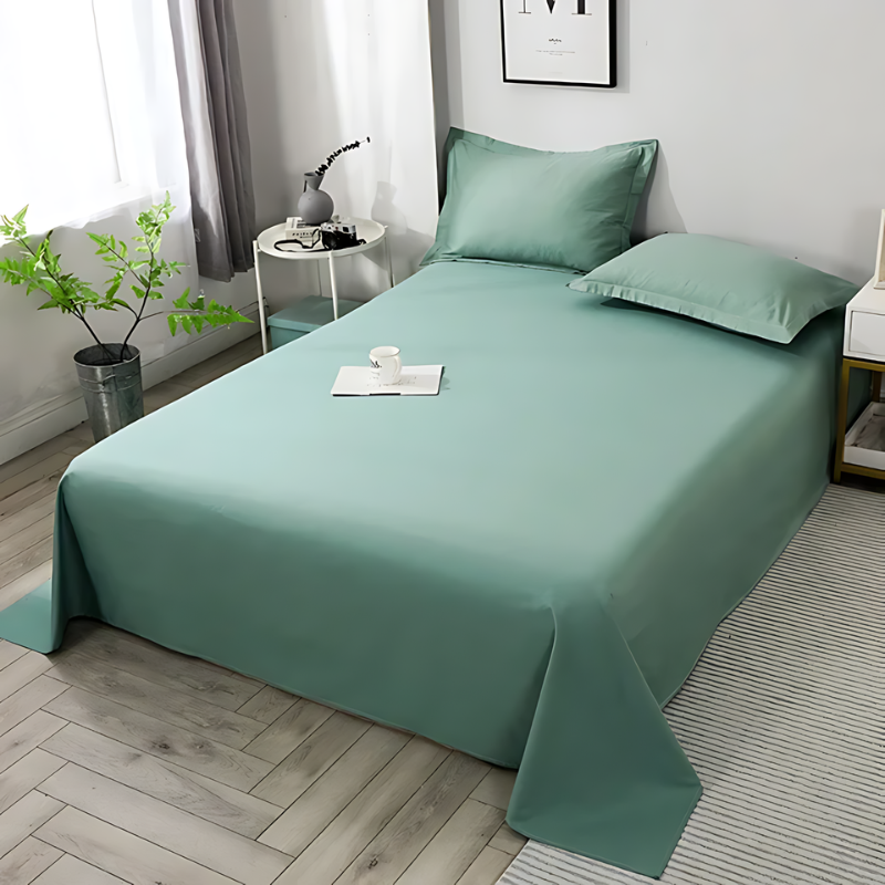 Lençol Plano SereneLoom em Algodão Orgânico para Sono Suave e Respirável