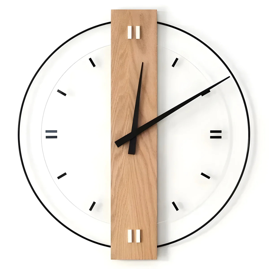 Averin Quiet Wall Clock Crafted From Wood For Living Room Decor
