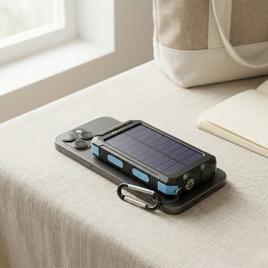 80000mAh Solar Power Bank — Integrated LED Light, Portable Charger