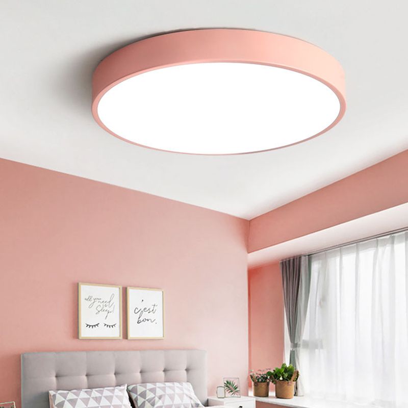 Morandi moderne runde LED-Deckenleuchte, rosa-graues Metall