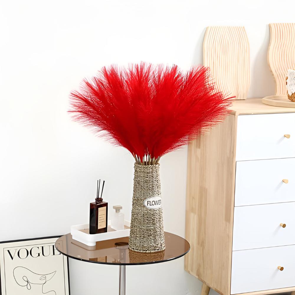 Steli decorativi di erba della pampas sintetica — Set da 3 pezzi che non perde foglie