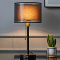 Calara Vintage-Stil Tischlampe mit doppelschichtigem Stoffschirm für Ambiente  