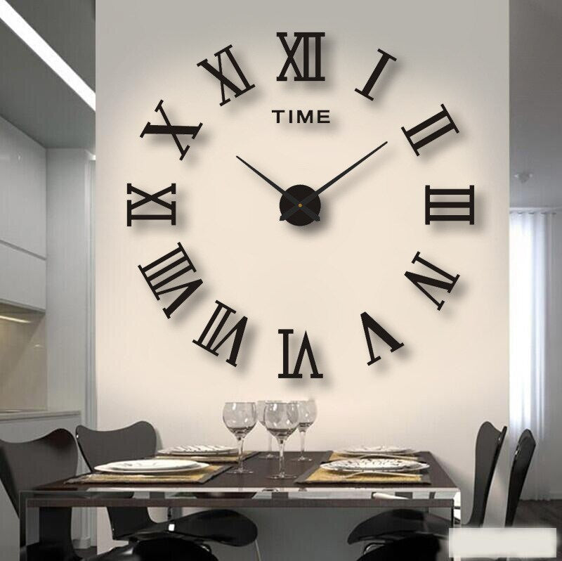 Reloj de pared negro moderno Luminor — Movimiento de cuarzo fiable