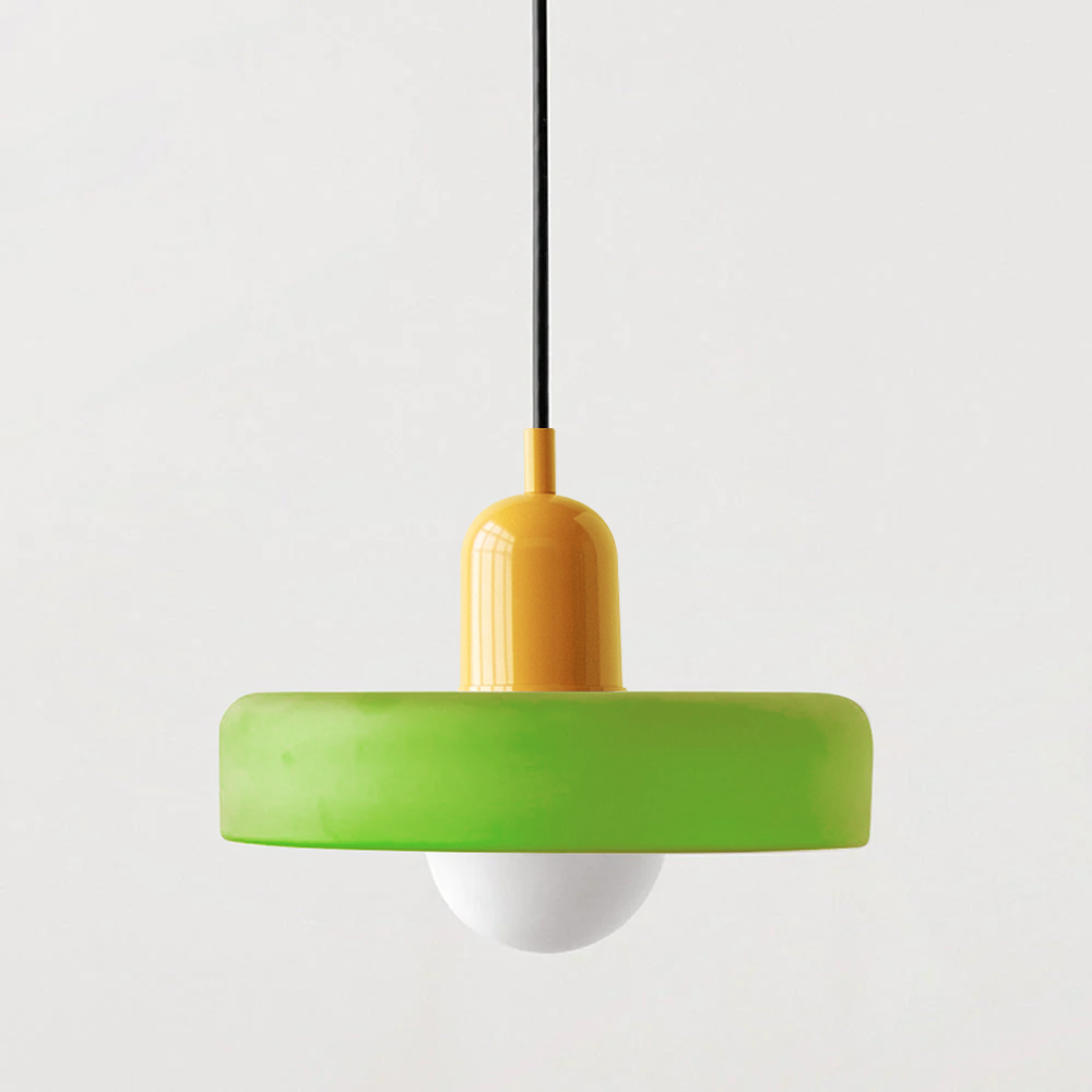 Liora Bauhaus Colored Glass Pendant Light - Adjustable Height Suspension