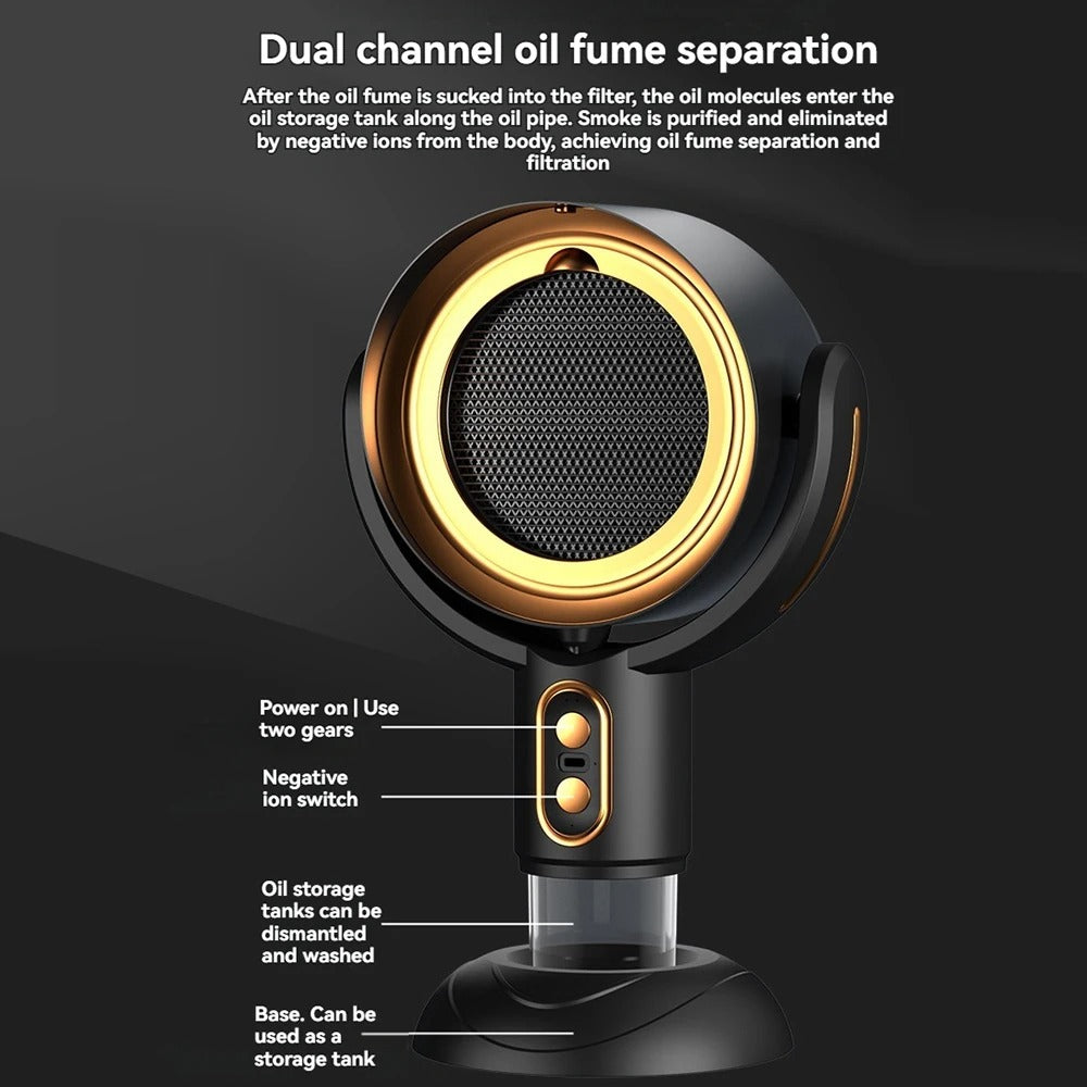 Ventilatore portatile purificatore d’aria per il fumo — potente, ricaricabile tramite USB