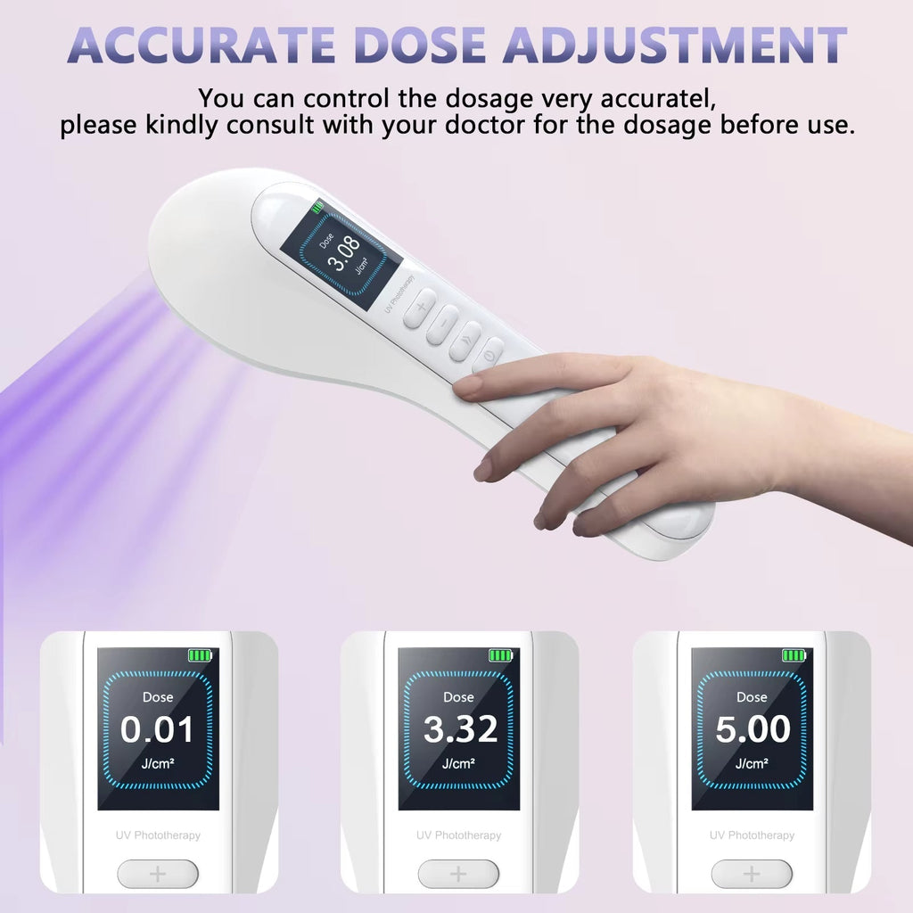 Luz de terapia UVB de 308 nm: tres pantallas de lámpara independientes, inalámbrica y portátil