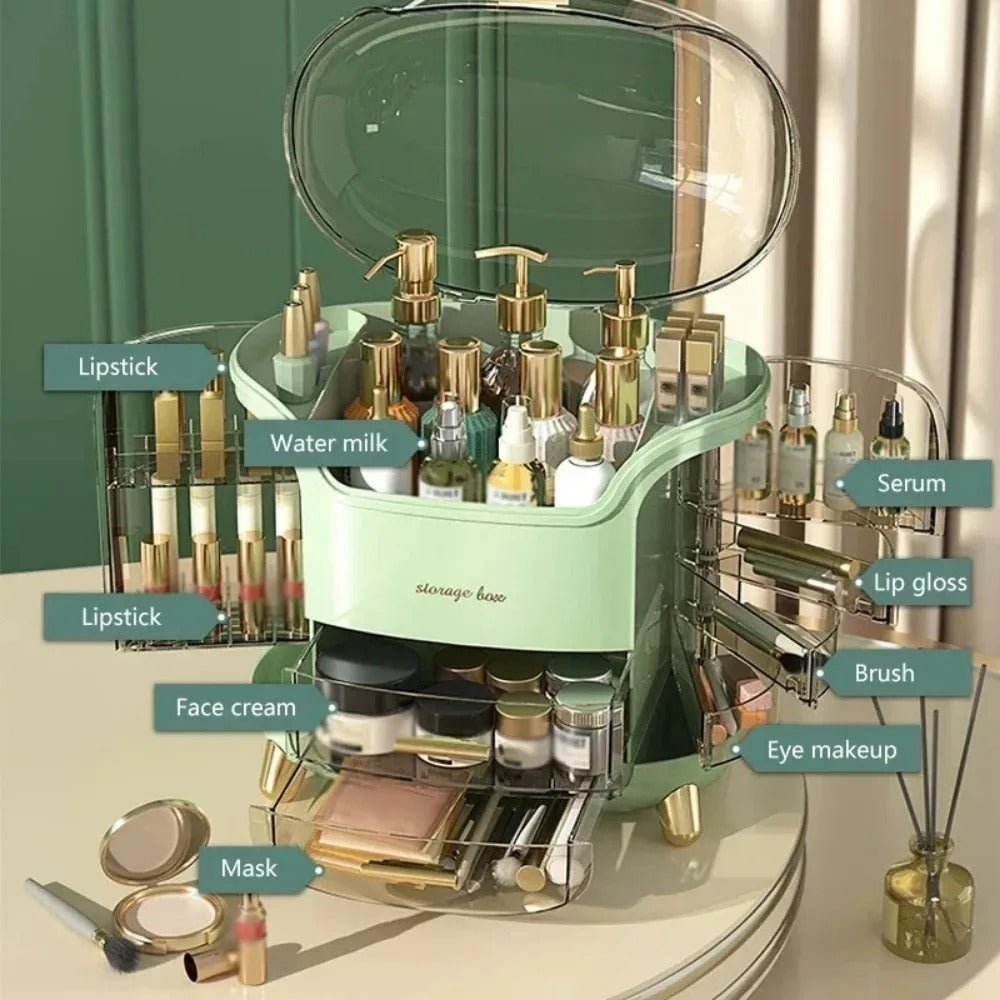 Transparent makeup- og smykkeorganisator — stor støvtæt kosmetikæske