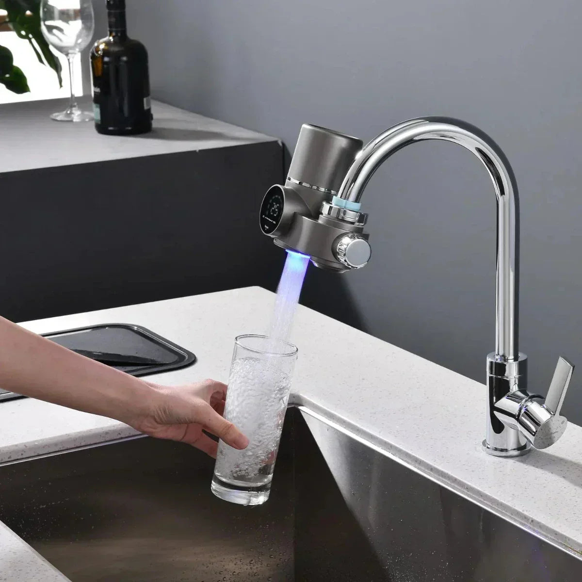 ClearView LED Faucet Water Filter — Digital Display, Mineral Retention, Contaminant Removal