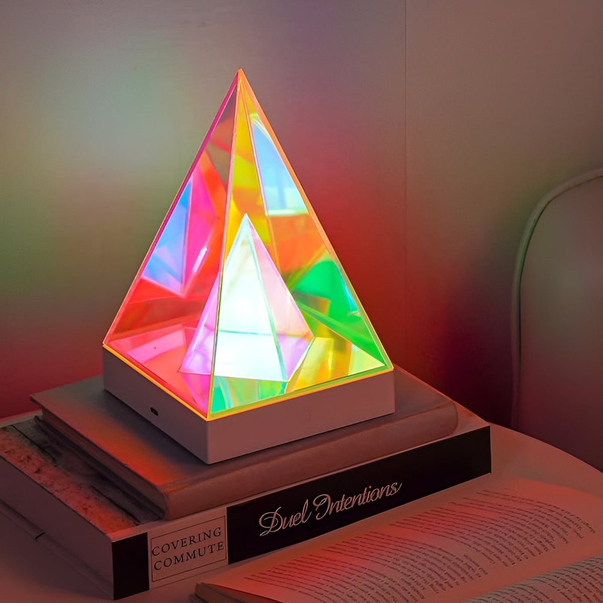 Crystal Light Pyramid — Mesmerizing Neon Color Display