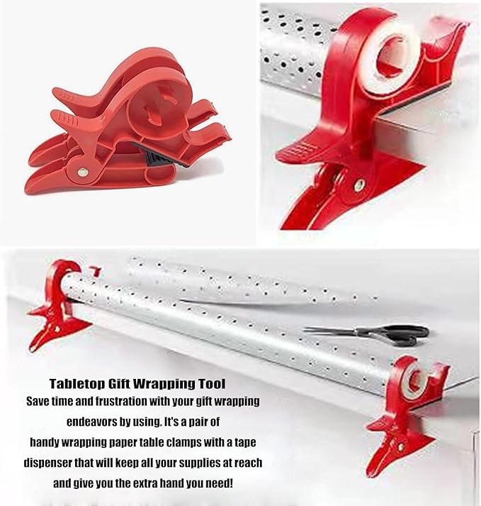 Cadeau-inpaktool voor op tafel met kerst — ingebouwde tapehouders
