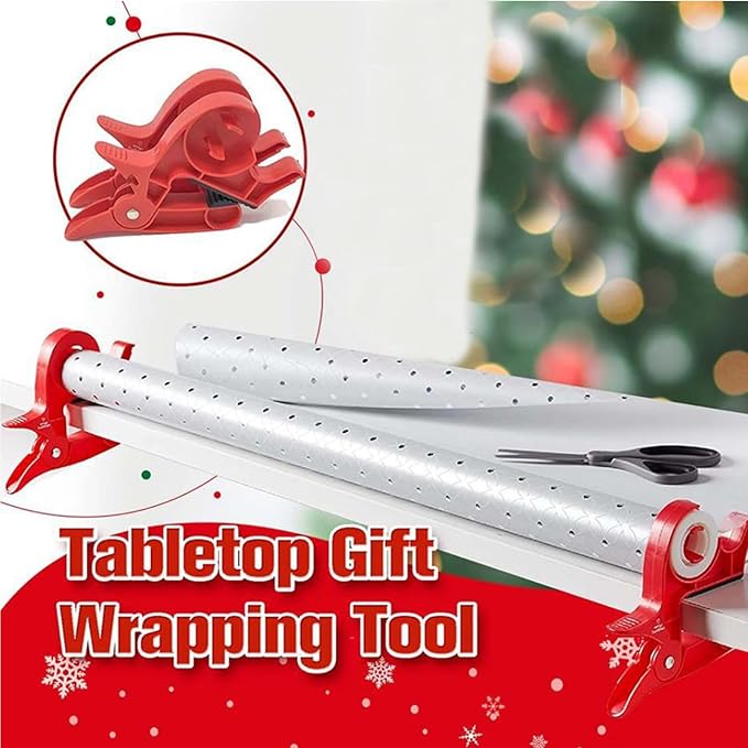 Cadeau-inpaktool voor op tafel met kerst — ingebouwde tapehouders