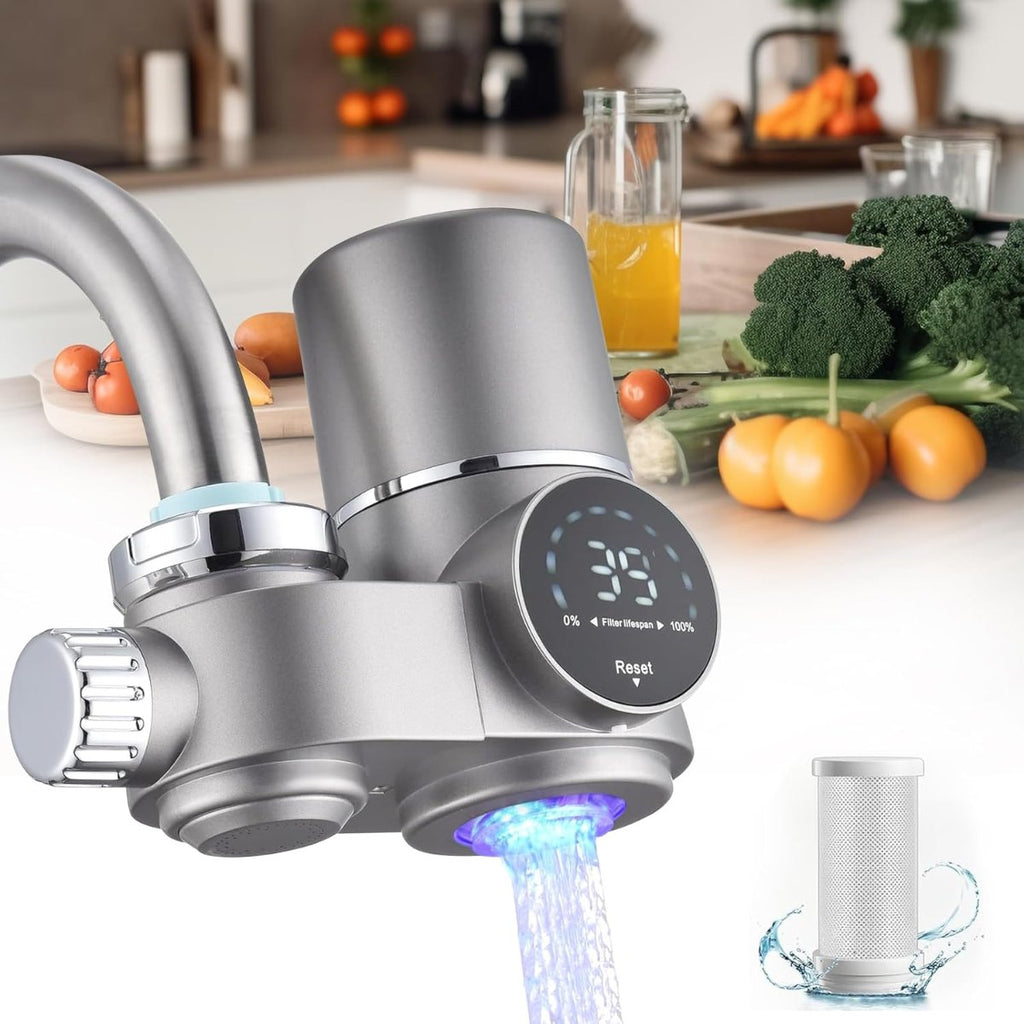 ClearView LED Faucet Water Filter — Digital Display, Mineral Retention, Contaminant Removal