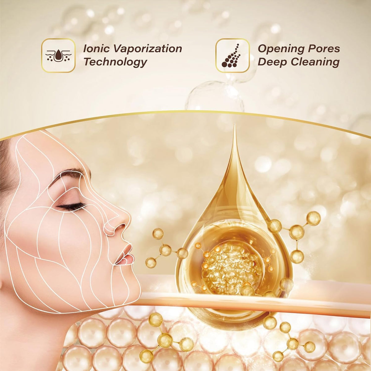 Vaporizador facial iónico profesional 6 en 1 — Limpieza profunda de los poros