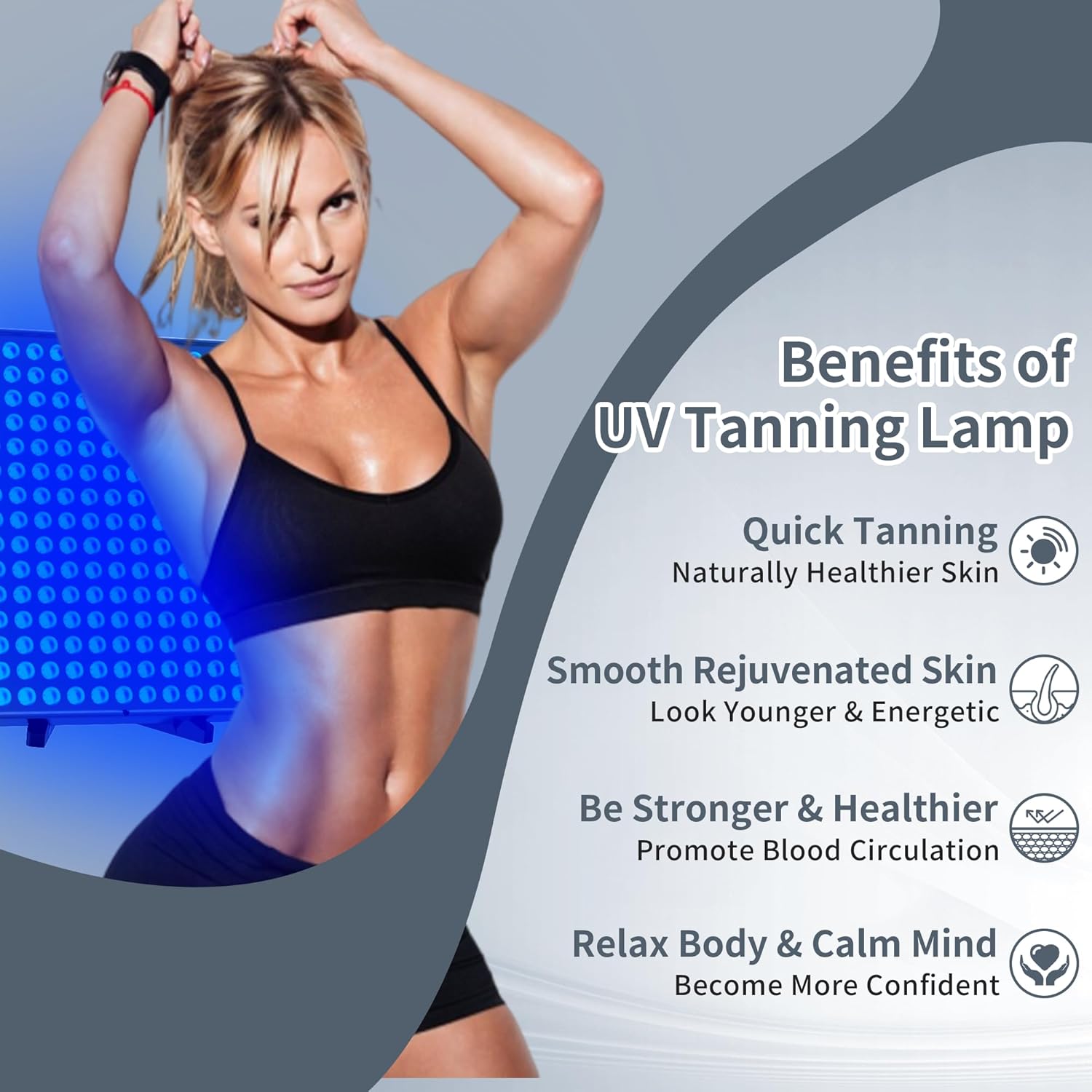 Compact Adjustable UV Tanning Lamp — 225 LED Beads, Sun-Like Light