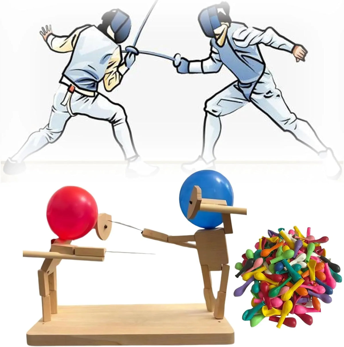 BalloonBrawlers handgjorda ballongstridsdockor i trä