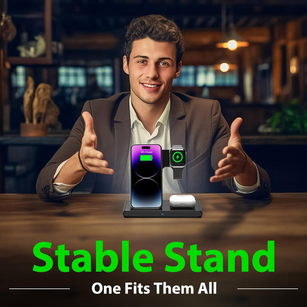 3 IN 1 Wireless Fast Charger Stand For iphone Watch And Airpod | Filindra