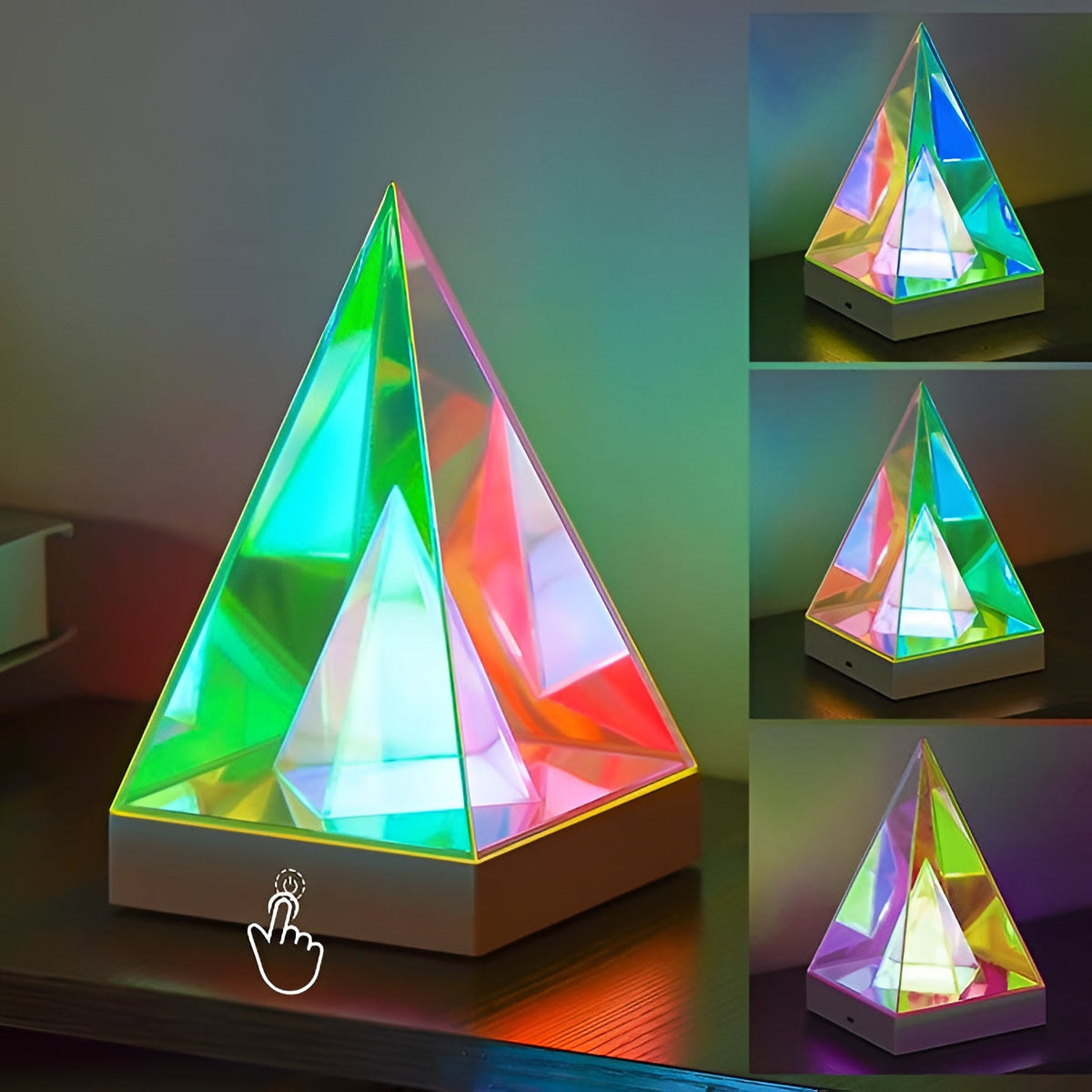Crystal Light Pyramid — Mesmerizing Neon Color Display