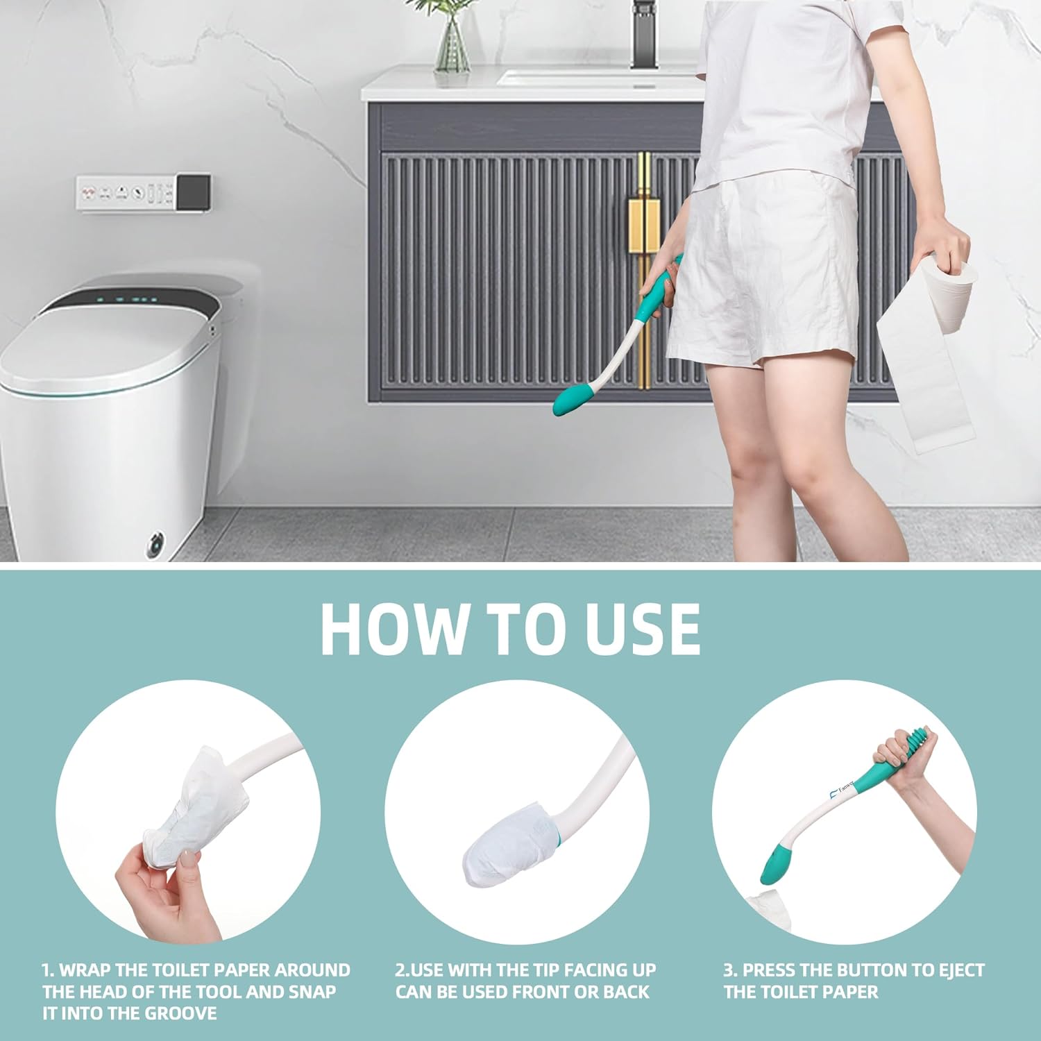 拭き取り用トイレ補助具 長さのある快適なお尻拭きツール 2個セット | Filindra