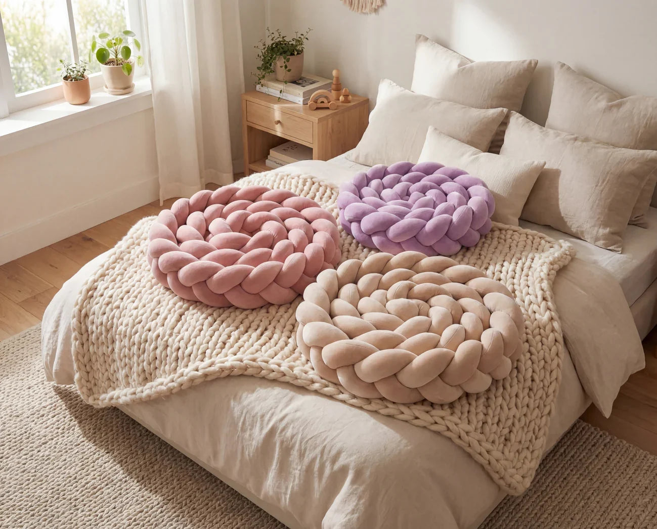 Terracotta Braided Velvet Baby Bed Bumper — Plush Crib Edge Cushion