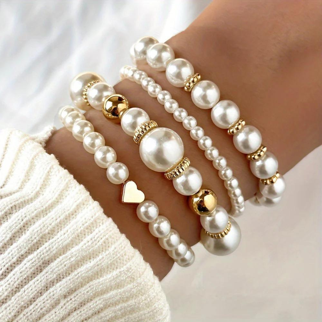 Flari-Perlenarmband-Set mit Schleifen, 4er-Pack - passend für alle Handgelenke