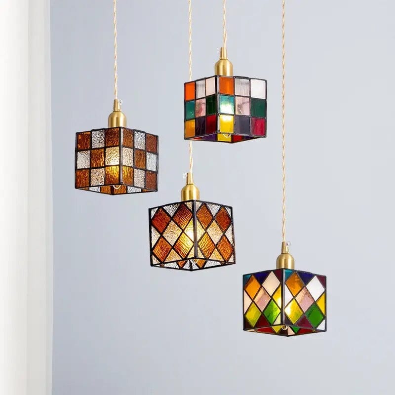 PrismCube Glass Pendant Light For Retro Style Home Decor