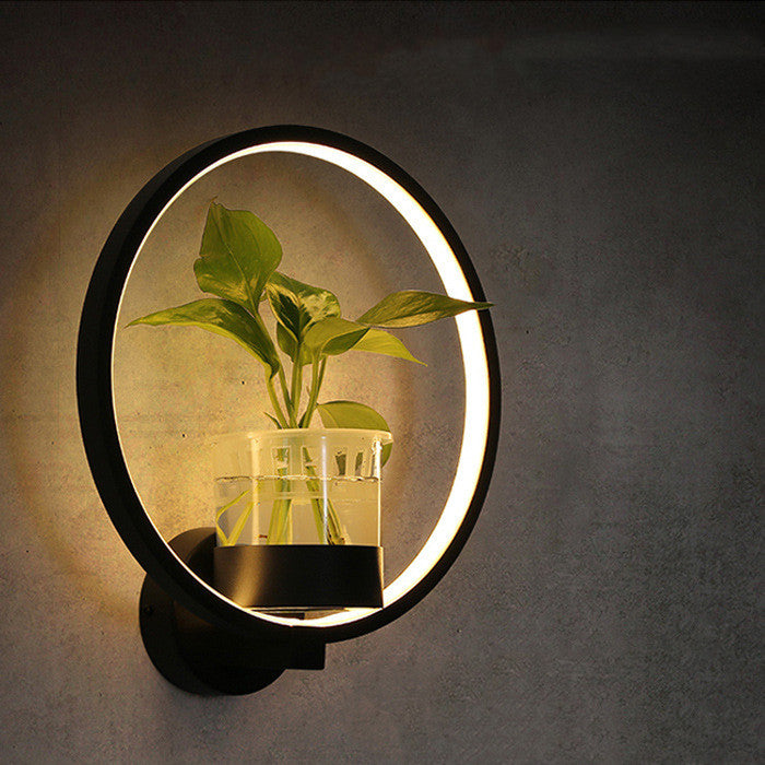 VerdantGlow Wall Light Planter Glass Plant Vessel Gallery Decor