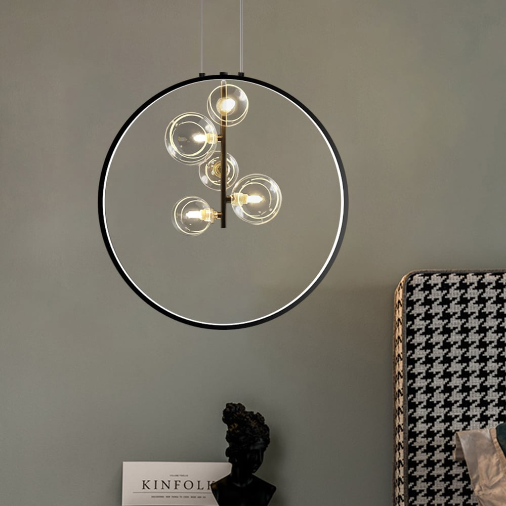 Kirra Schwarze Matte Glas Globe Pendelleuchte für moderne Flure