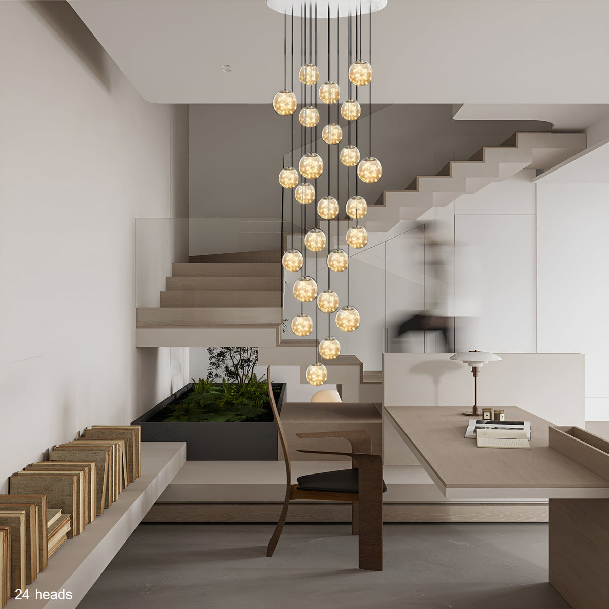 Bella Glass Ball Staircase Chandelier — Elegant Pendant Light