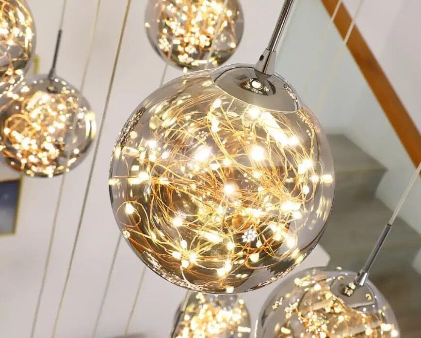 Bella Glass Ball Staircase Chandelier — Elegant Pendant Light
