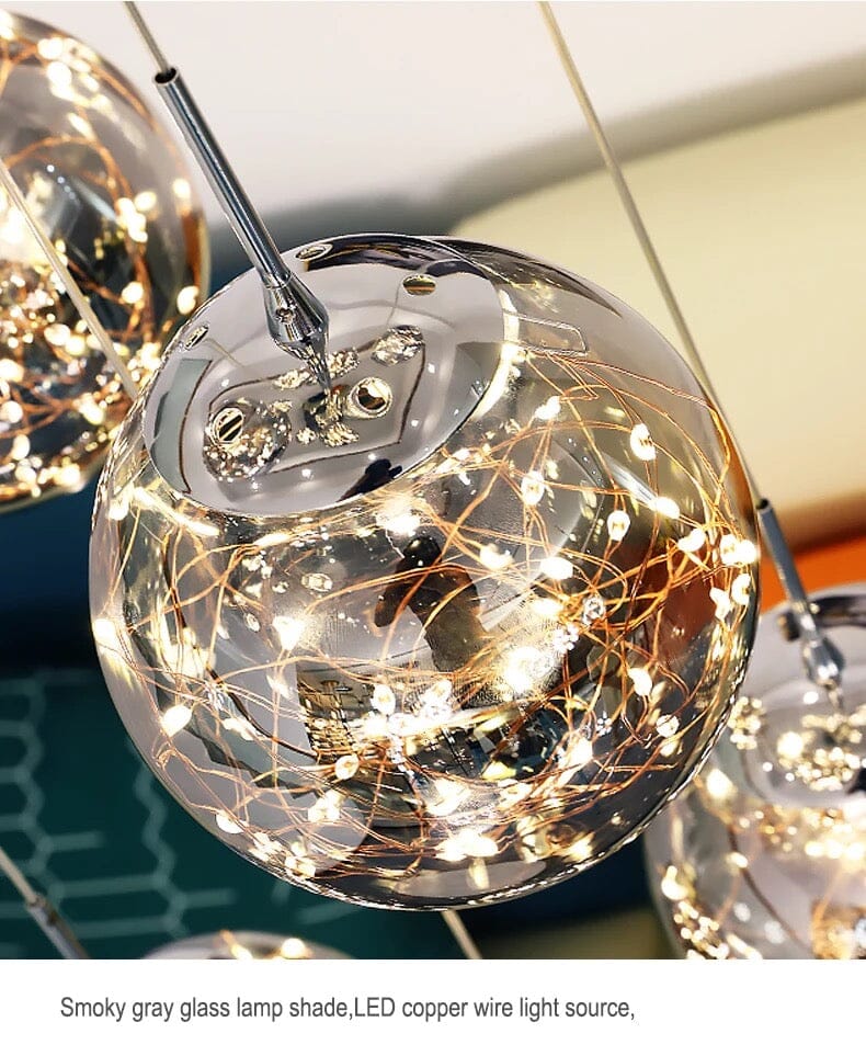 Bella Glass Ball Staircase Chandelier — Elegant Pendant Light
