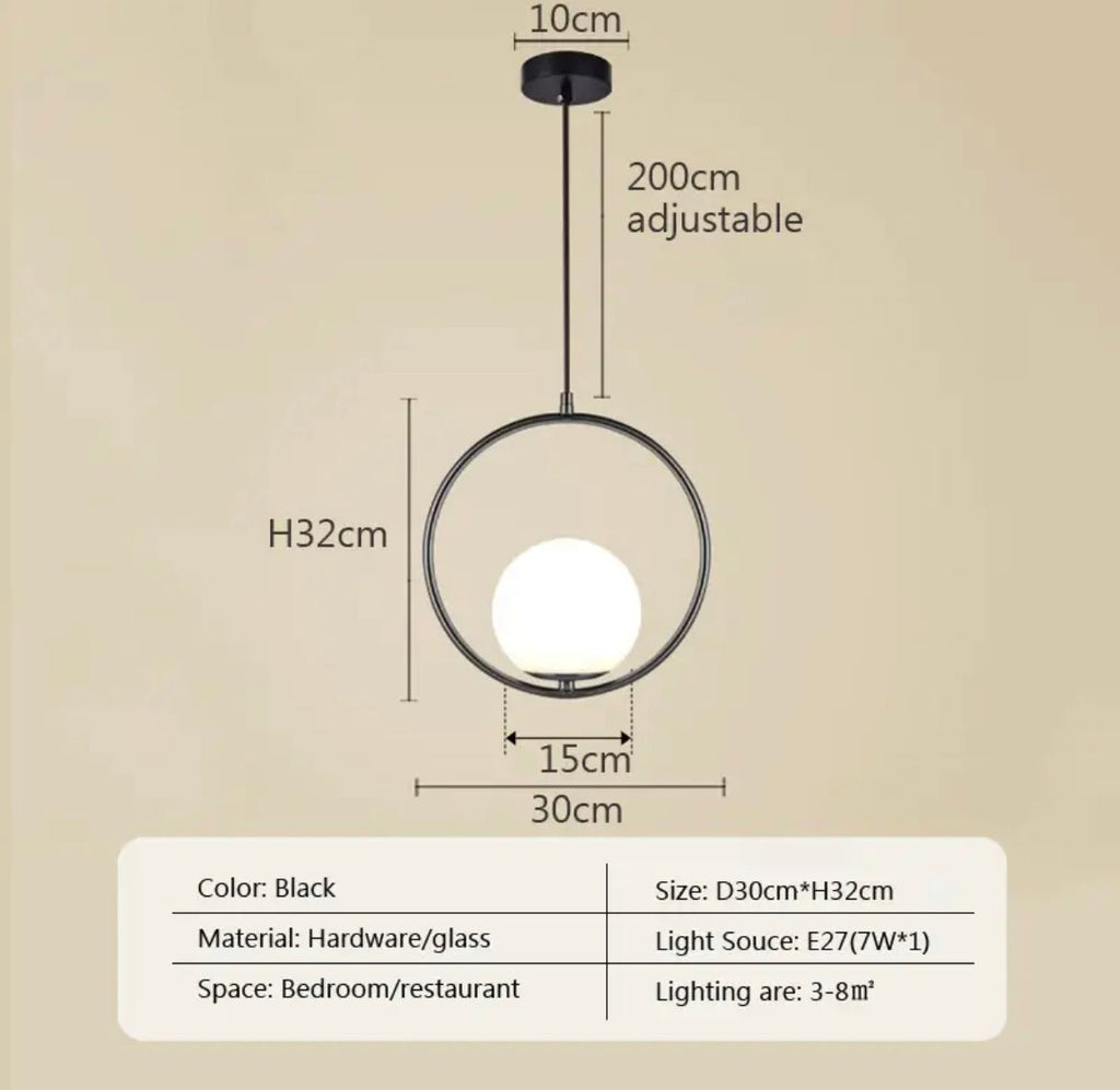 LumoSphere Opal Glass Diffuser Pendant Light For Living Spaces