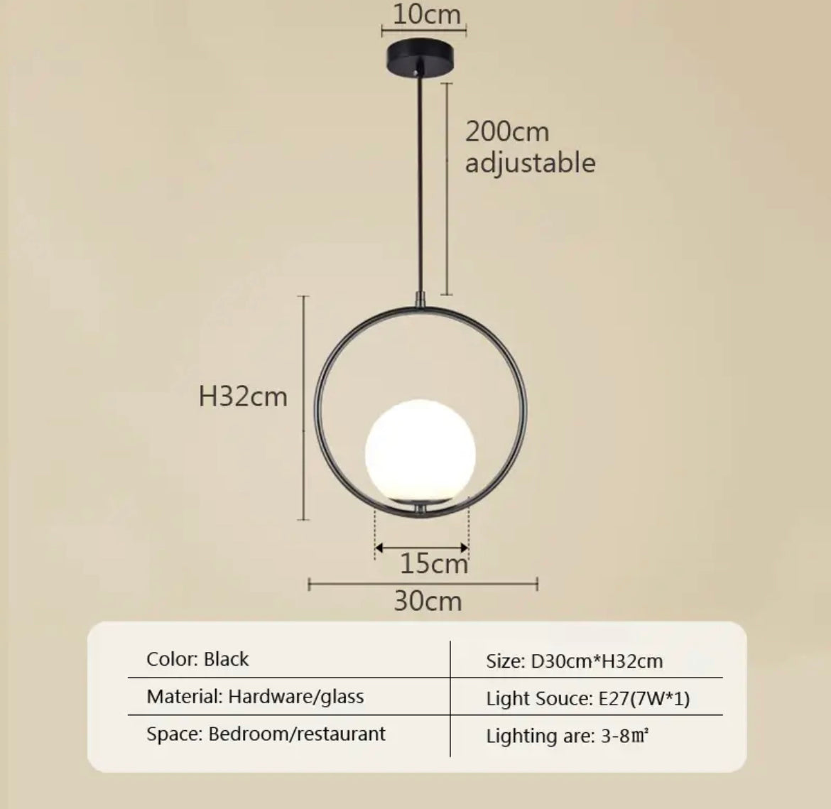 LumoSphere Opal Glass Diffuser Pendant Light For Living Spaces