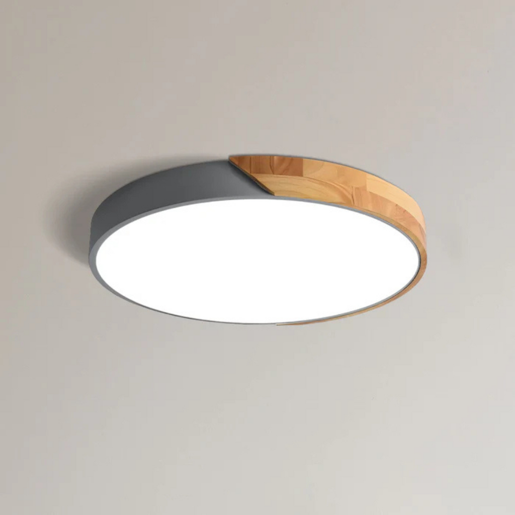 Wood Ceiling Light — Scandinavian Style, Warm LED Glow