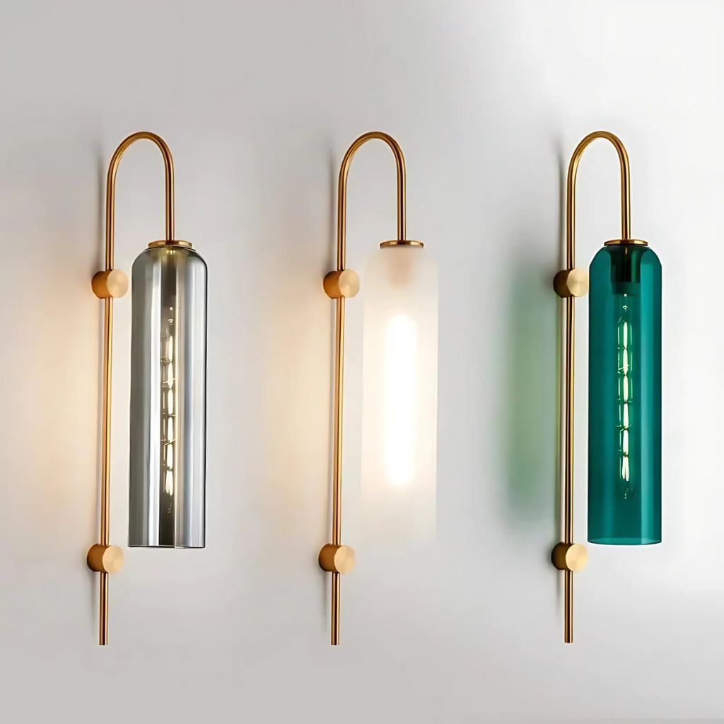 LumaClad Blue And White Smoked Glass Tube LED Wall Lamp