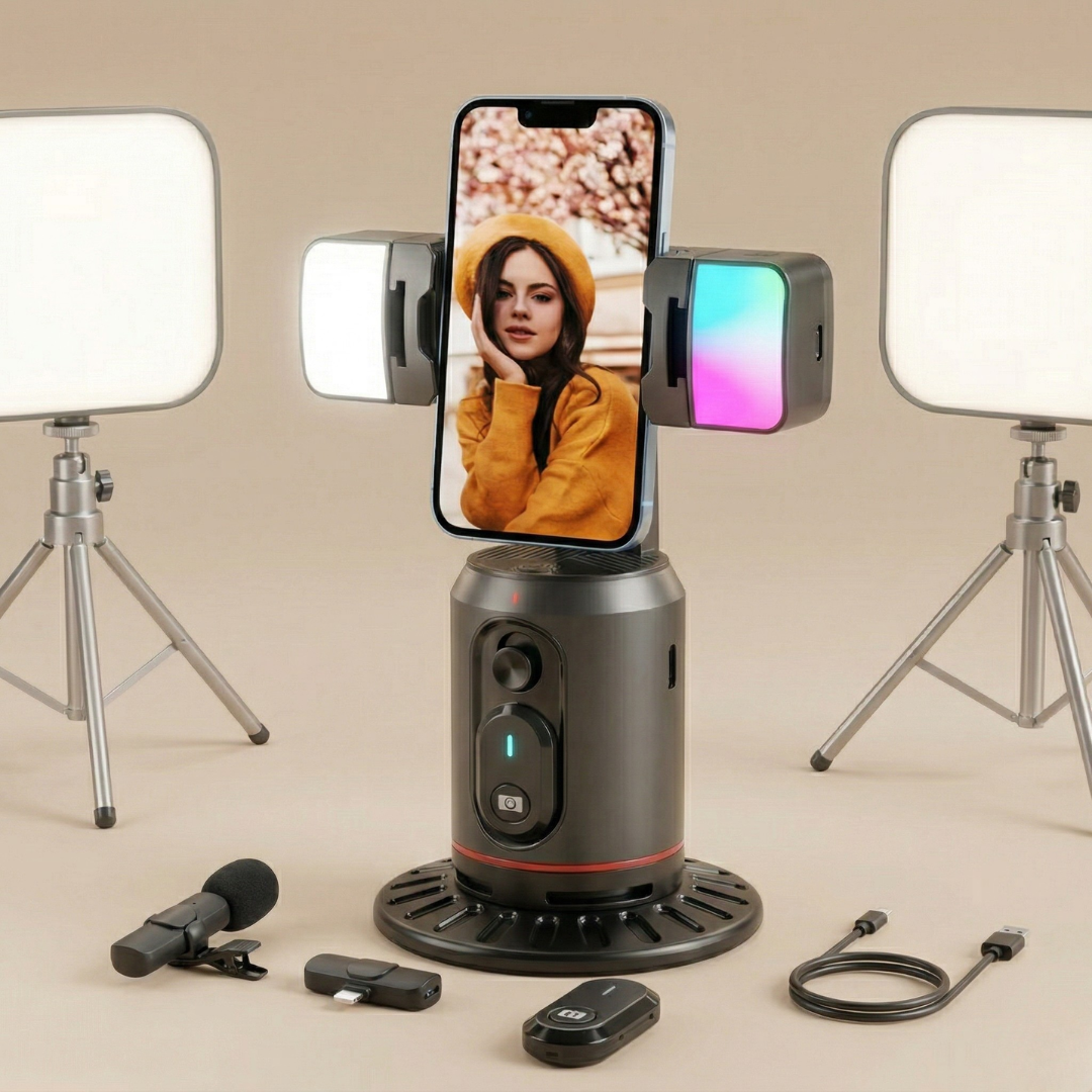Chytrý sledovací gimbal stabilizátor — motorizovaný držák proti otřesům, inteligentní sledování obličeje