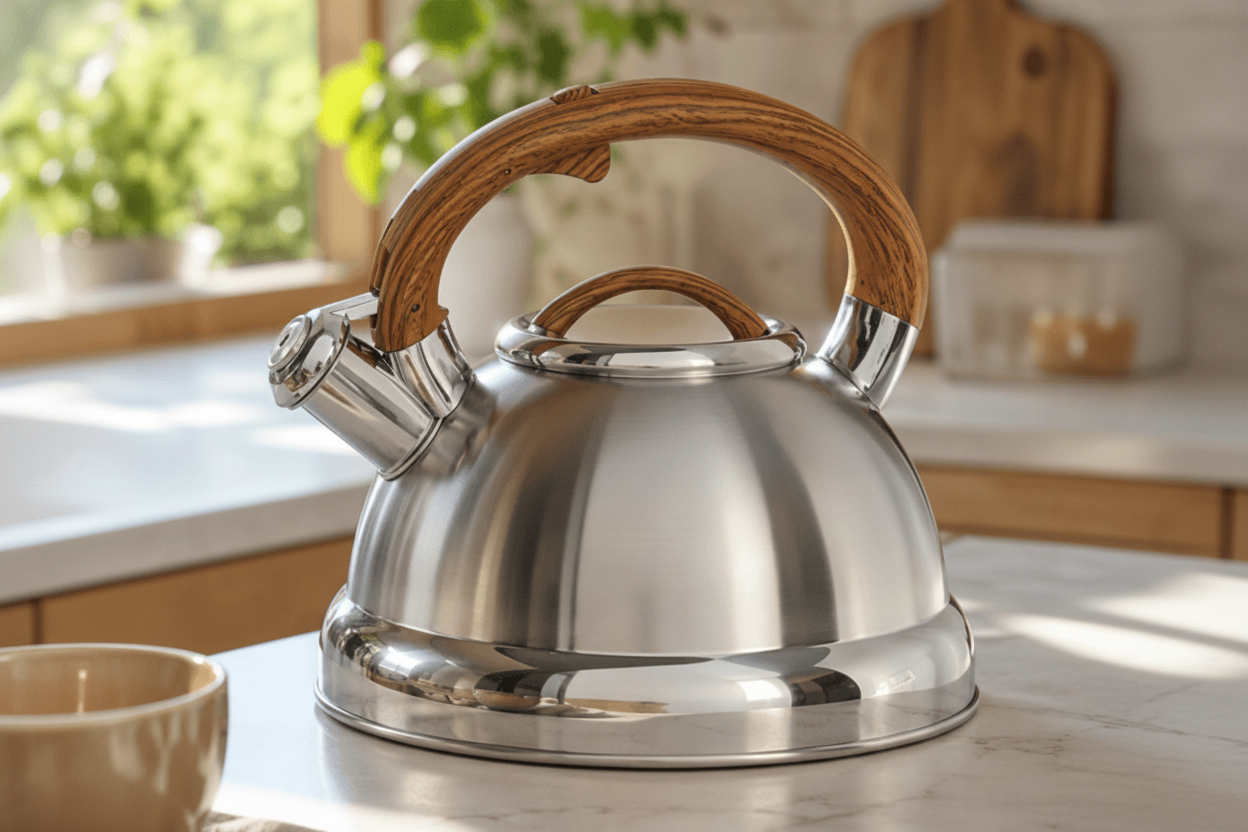 Premium Stainless Steel Whistling Kettle — Durable Build & Smooth Pour