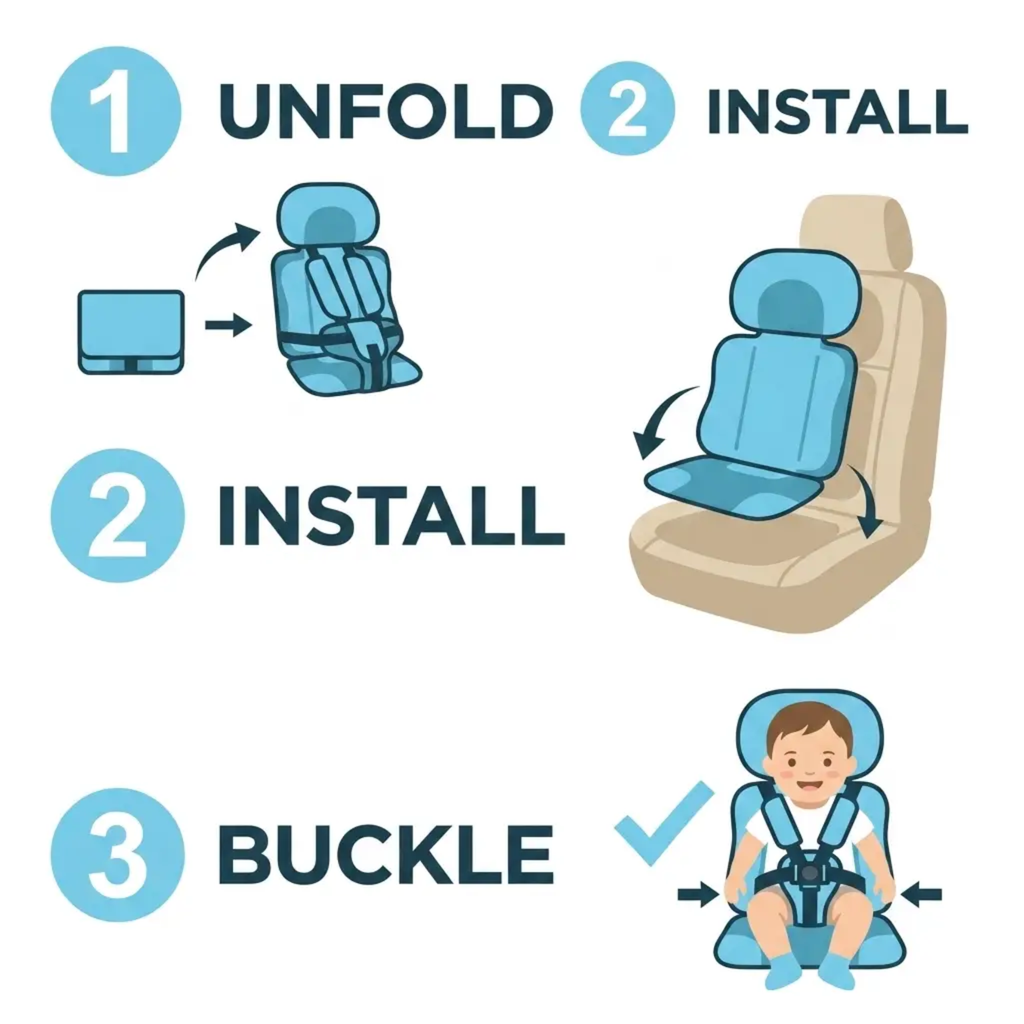 Portable Child Car Booster Seat – Foldable Compact & Travel Safety | Filindra