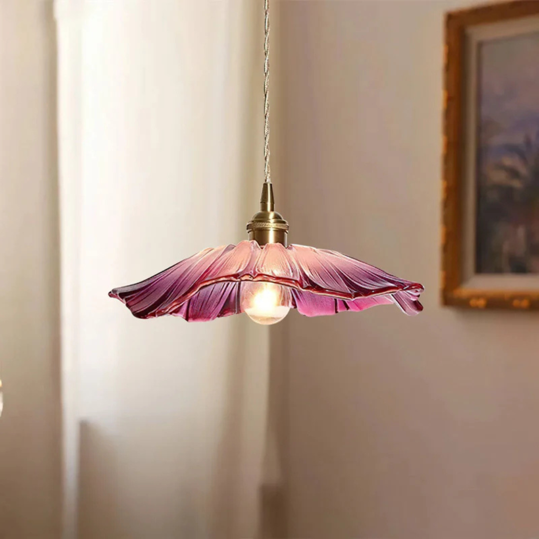 Novara Esszimmer Pendelleuchte im Retro Lotusglas-Stil