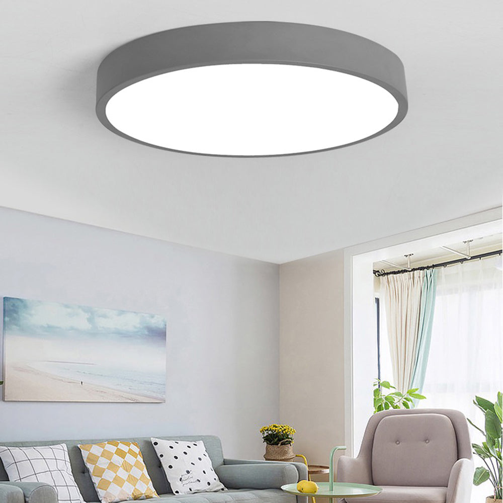 Morandi moderne runde LED-Deckenleuchte, rosa-graues Metall