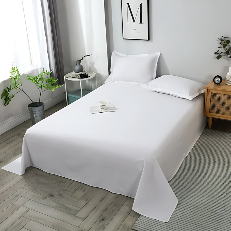 Lençol Plano SereneLoom em Algodão Orgânico para Sono Suave e Respirável