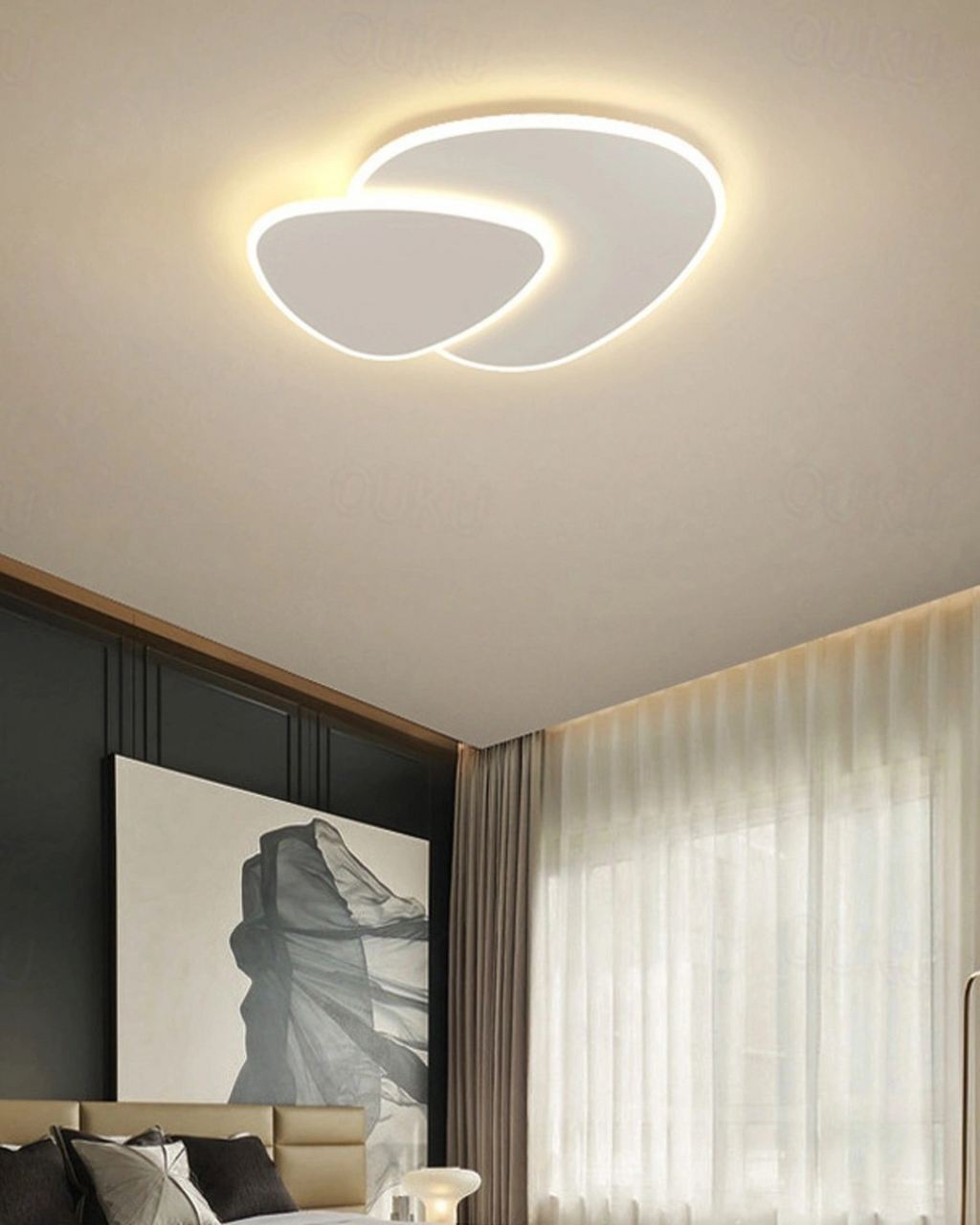 Asymmetrical Ceiling Light — Integrated LED Warm Glow