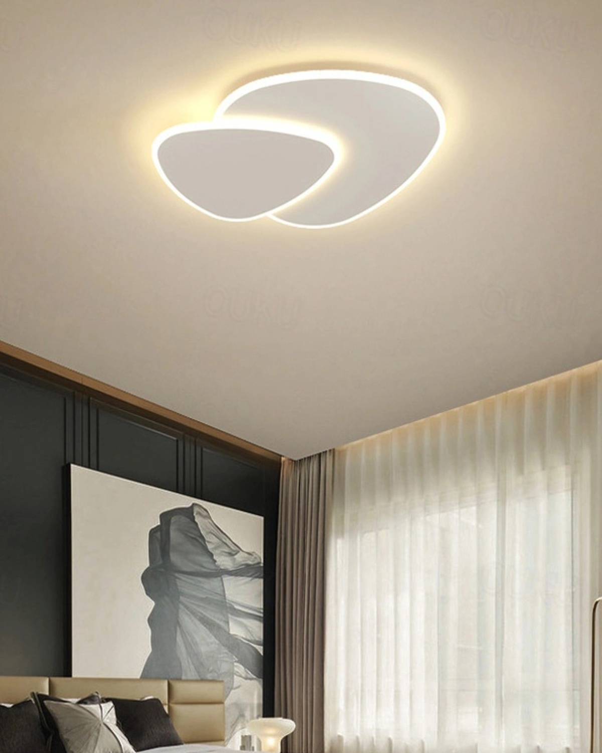 Asymmetrical Ceiling Light — Integrated LED Warm Glow