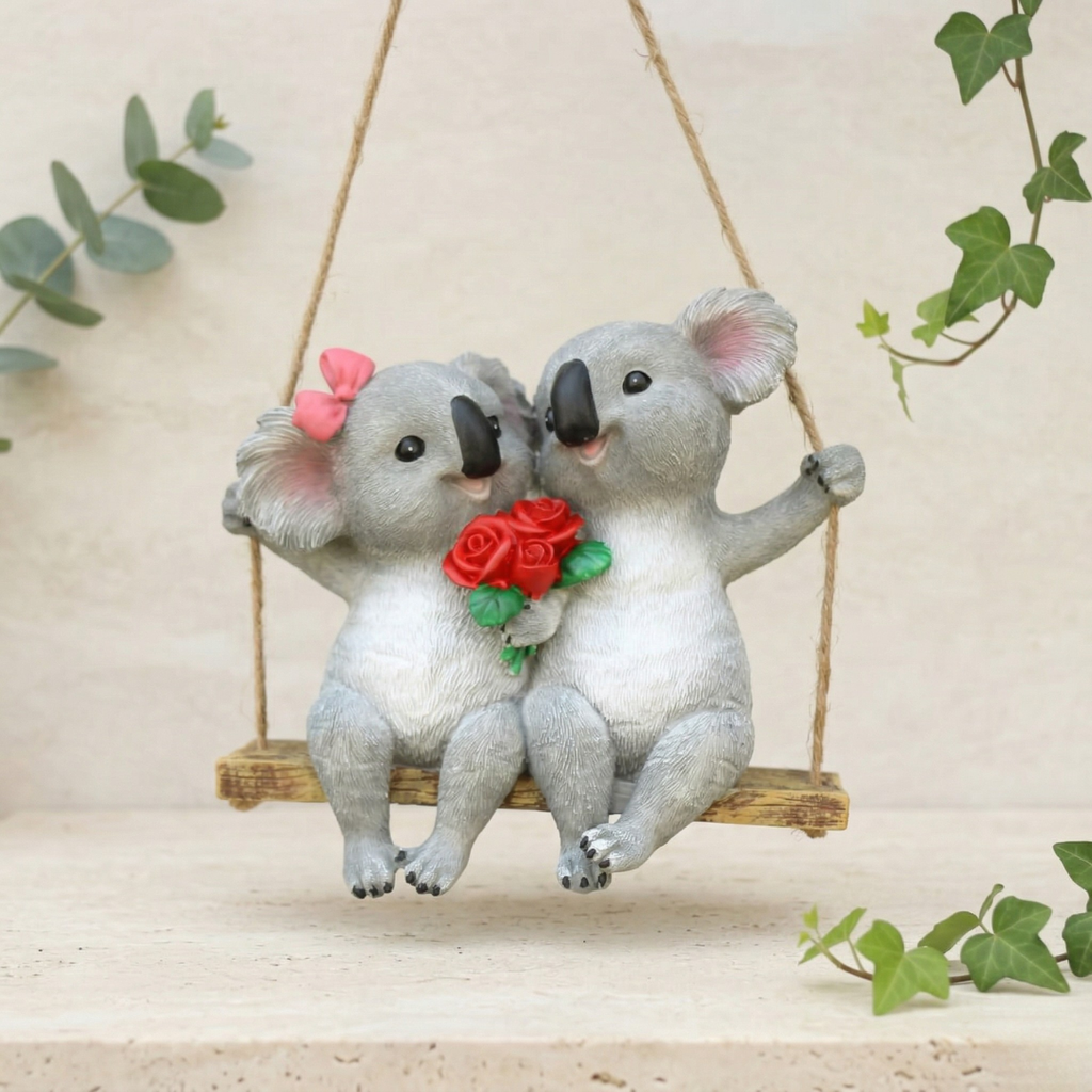 Koala Garden Swing Figurine — 4.5-Inch Miniature Sculpture