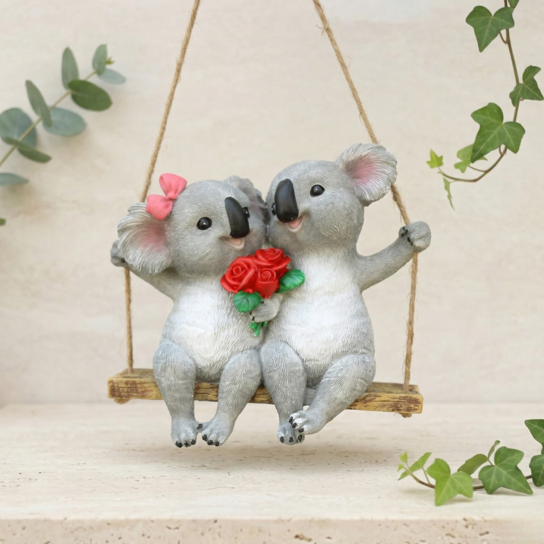 Koala Garden Swing Figurine — 4.5-Inch Miniature Sculpture
