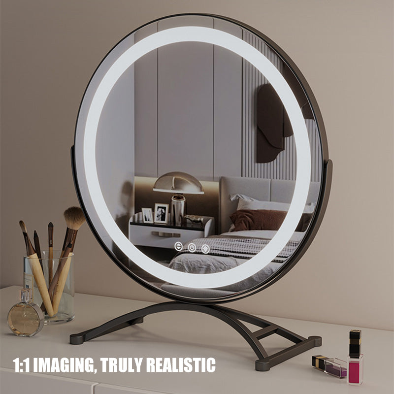 Specchio LED da trucco — Illuminazione dimmerabile, supporto con rotazione a 360 gradi, pannello di controllo touch