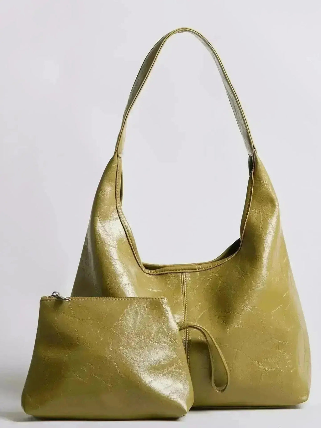 Saco de couro vintage envelhecido — inclui estojo de cosméticos