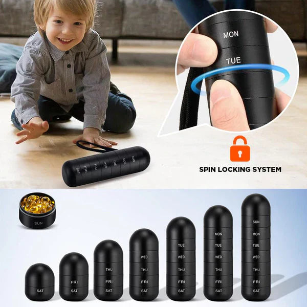Aluminum 7 Days Portable Pill Organizer for Travel, Pill Box Pill Container | Filindra