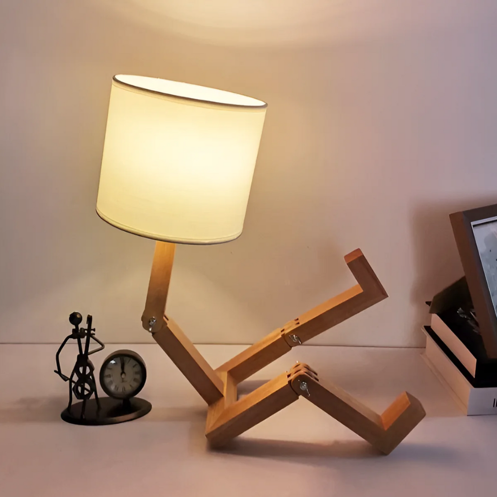 KairoBot Wooden Table Lamp With Adjustable Arms For Nightstand