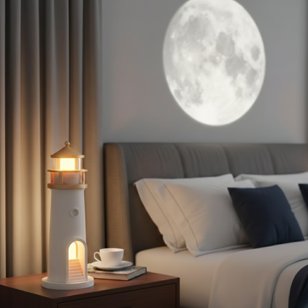 Přenosné projekční noční světlo a reproduktor — integrovaná audio lampa